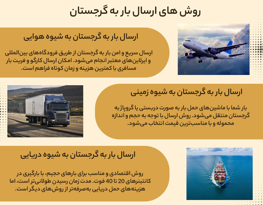 روش های ارسال بار به گرجستان